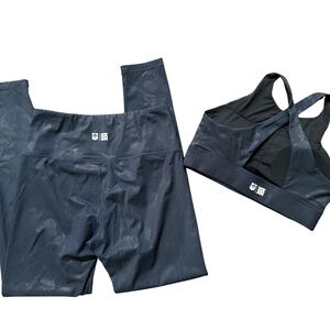 Hawai’s Finest Black Leggings and Sports Bra Set with Subtle Camouflage M/L